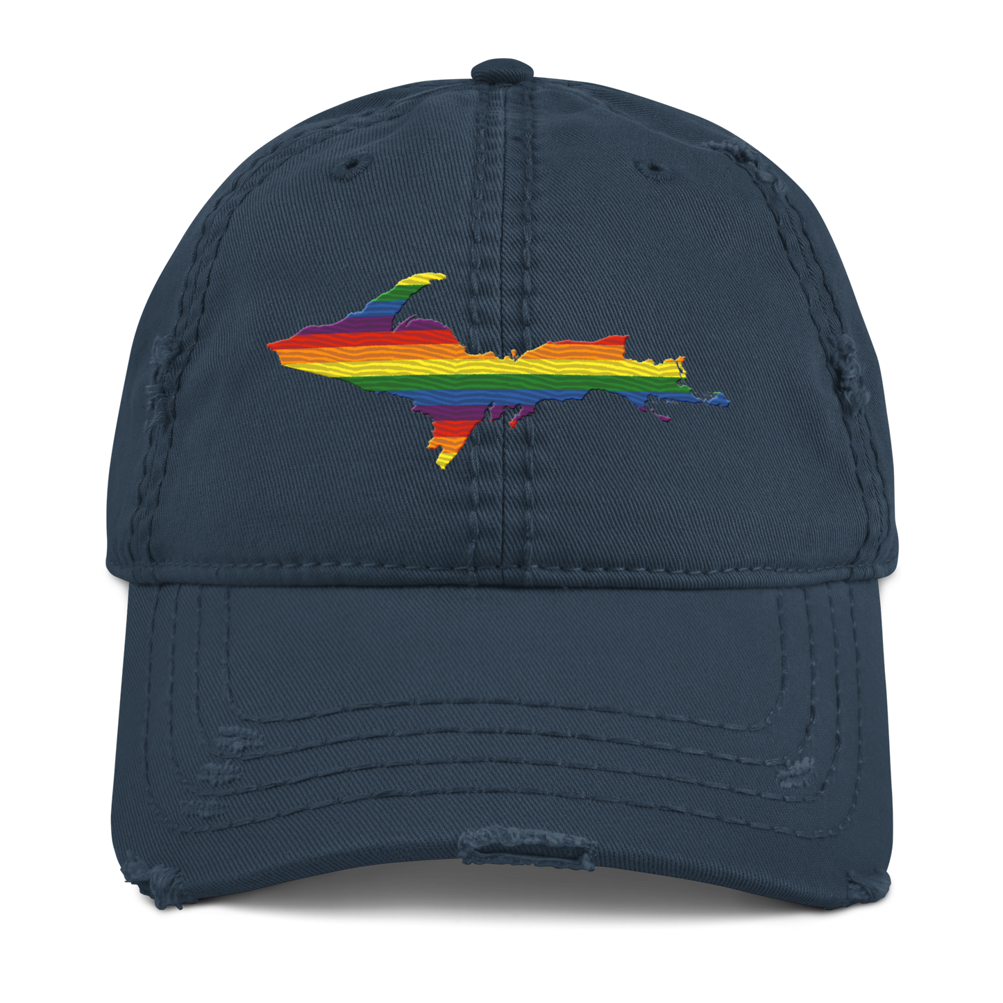 Michigan Upper Peninsula Distressed Dad Hat (Pride Edition)