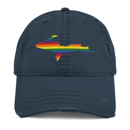 Michigan Upper Peninsula Distressed Dad Hat (Pride Edition)