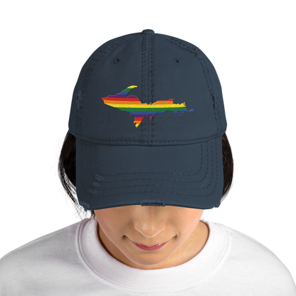 Michigan Upper Peninsula Distressed Dad Hat (Pride Edition)