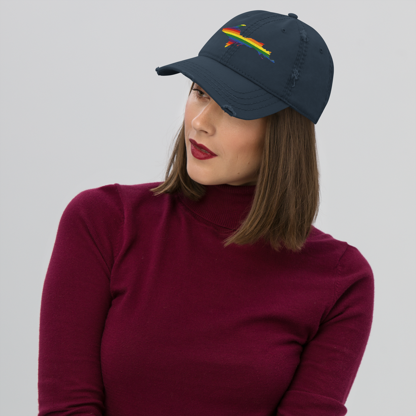 Michigan Upper Peninsula Distressed Dad Hat (Pride Edition)