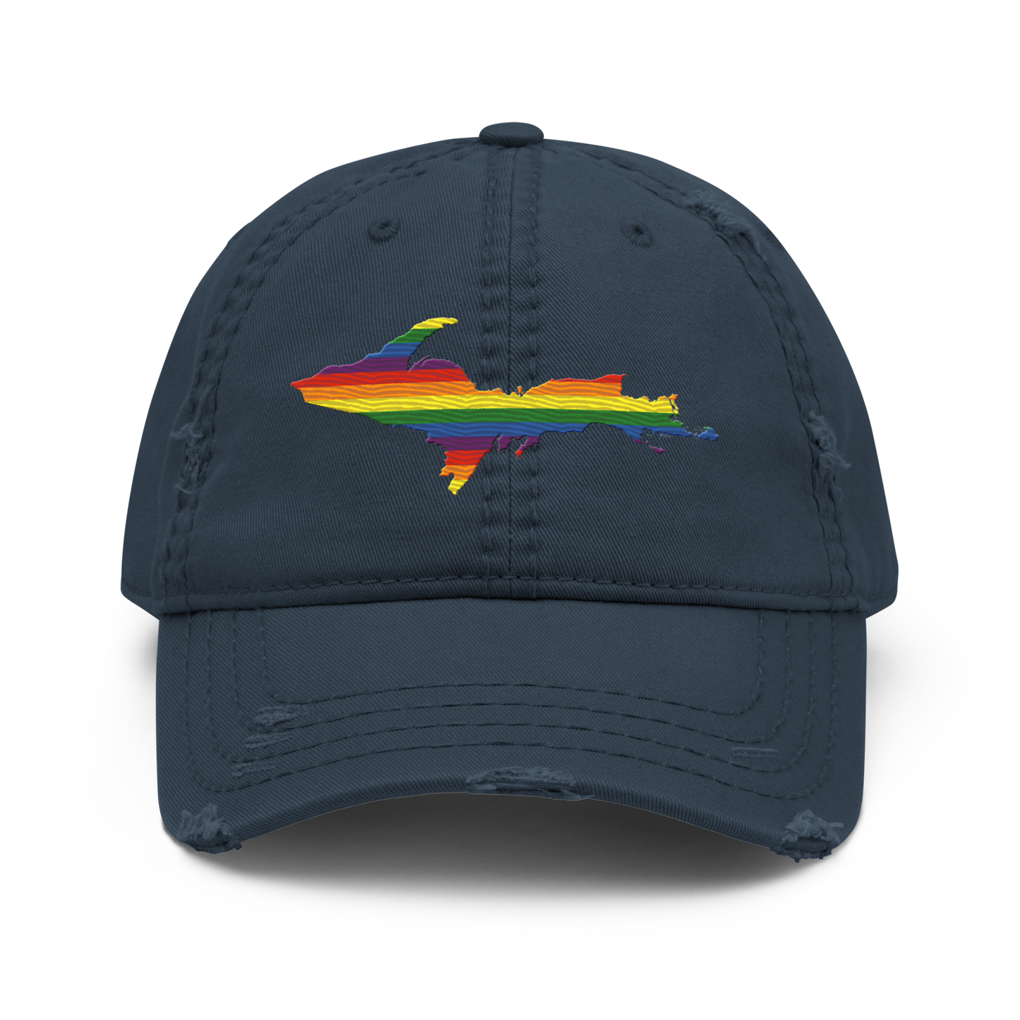 Michigan Upper Peninsula Distressed Dad Hat (Pride Edition)