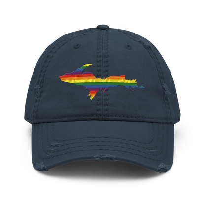 Michigan Upper Peninsula Distressed Dad Hat (Pride Edition)