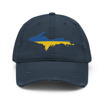 Michigan Upper Peninsula Distressed Dad Hat (Ukraine Edition)