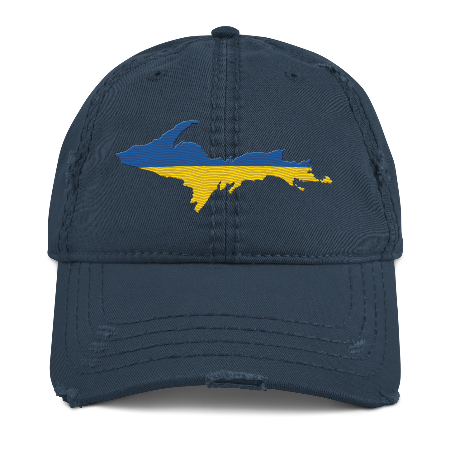 Michigan Upper Peninsula Distressed Dad Hat (Ukraine Edition)