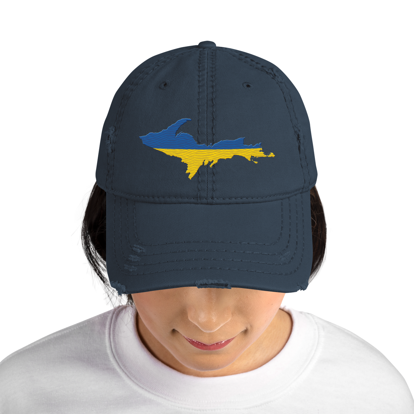 Michigan Upper Peninsula Distressed Dad Hat (Ukraine Edition)