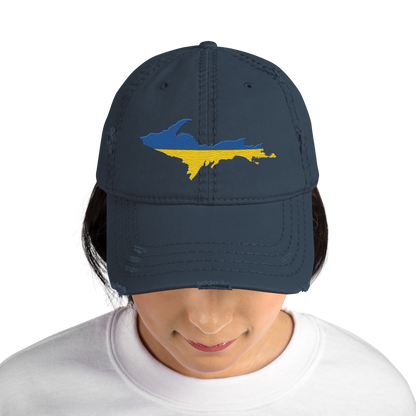 Michigan Upper Peninsula Distressed Dad Hat (Ukraine Edition)