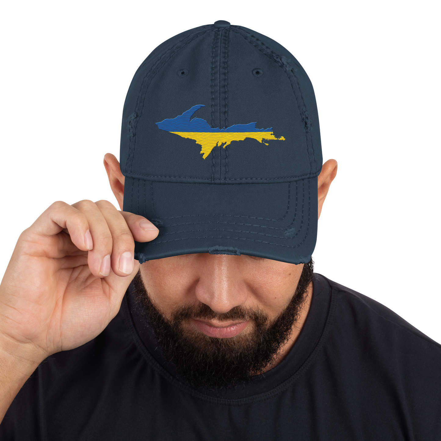 Michigan Upper Peninsula Distressed Dad Hat (Ukraine Edition)