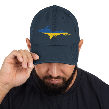 Michigan Upper Peninsula Distressed Dad Hat (Ukraine Edition)