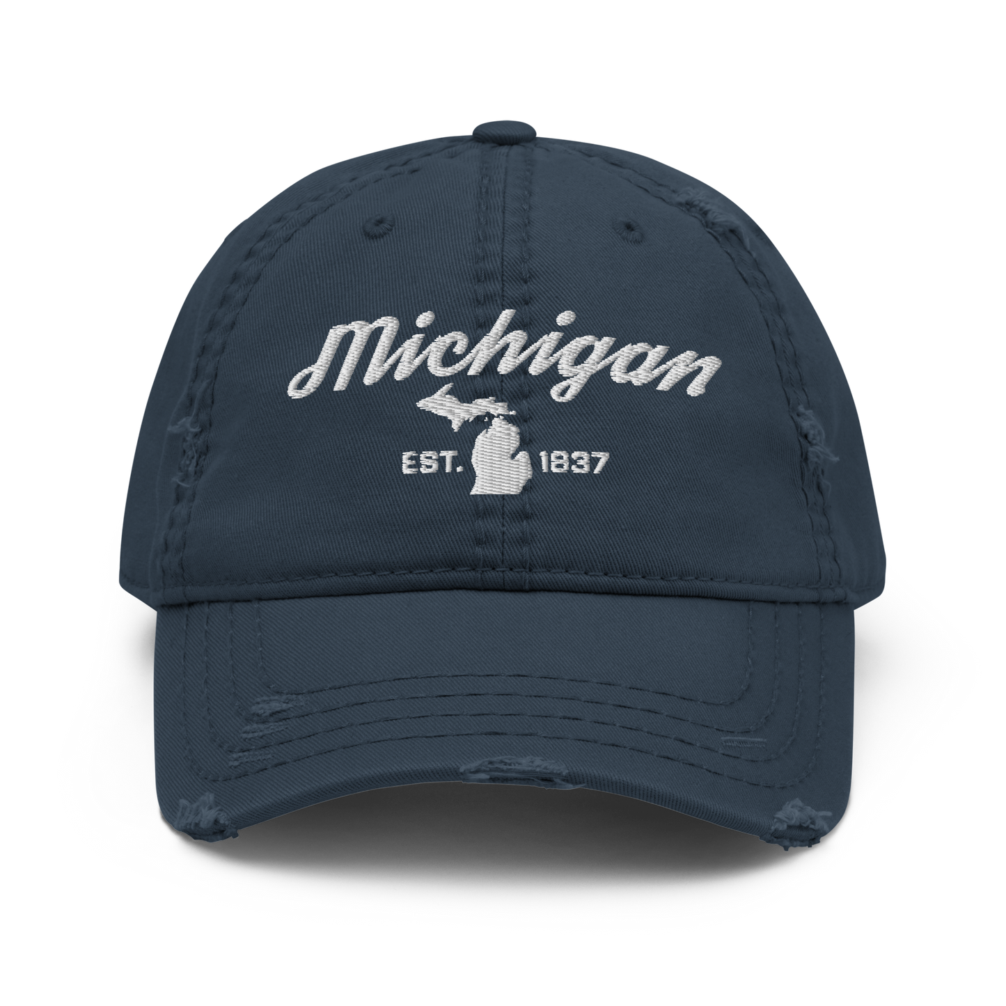 'Michigan EST 1837' Distressed Dad Hat (Script Font)