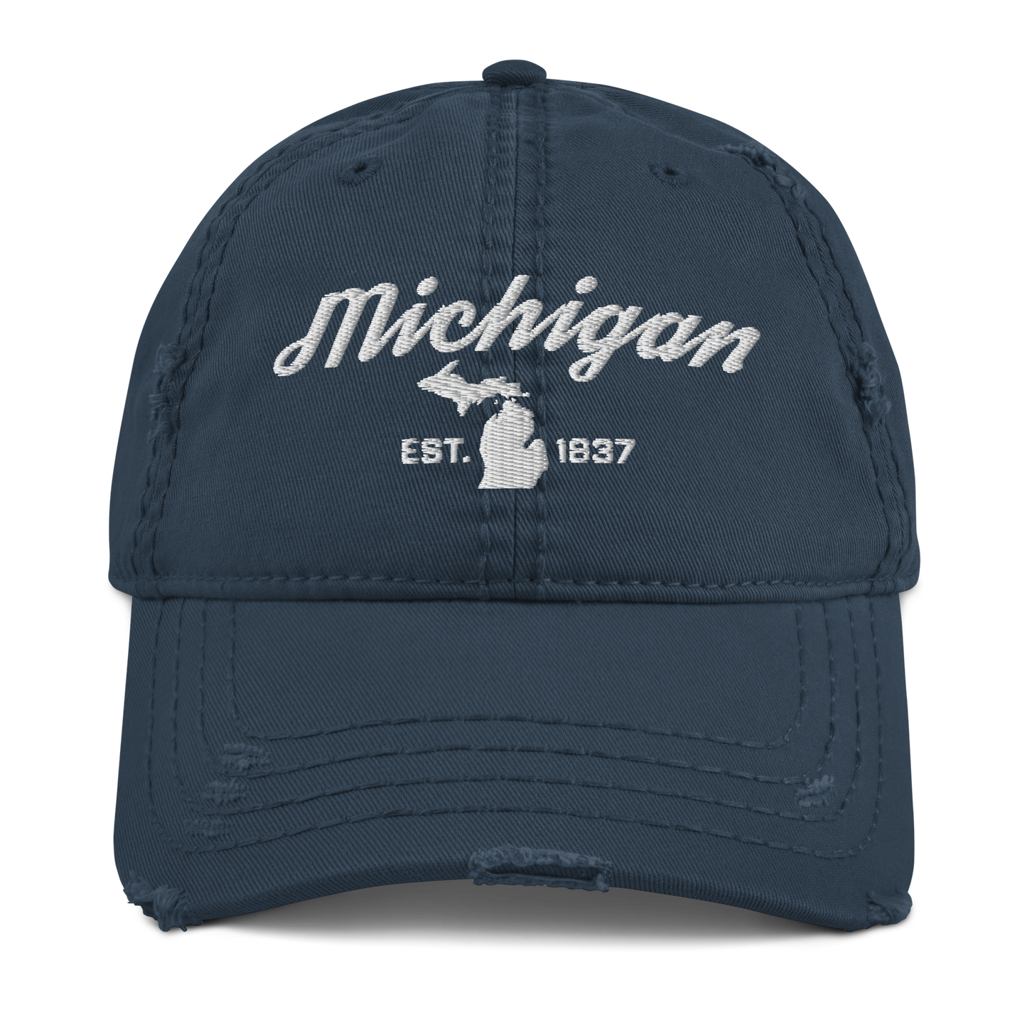 'Michigan EST 1837' Distressed Dad Hat (Script Font)