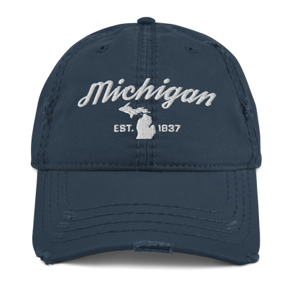 'Michigan EST 1837' Distressed Dad Hat (Script Font)