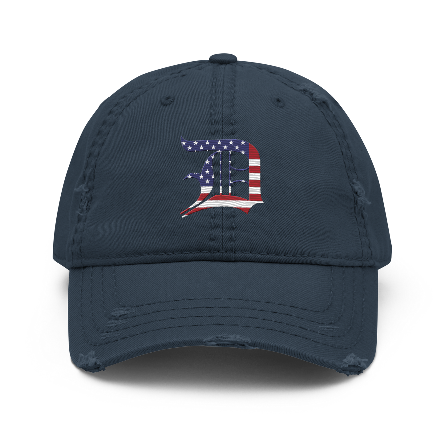 Detroit 'Old English D' Distressed Dad Hat (Patriotic Edition)