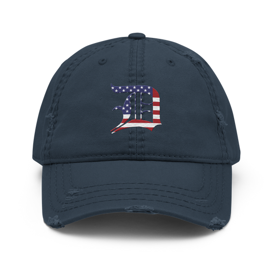 Detroit 'Old English D' Distressed Dad Hat (Patriotic Edition)