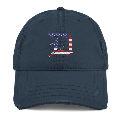 Detroit 'Old English D' Distressed Dad Hat (Patriotic Edition)