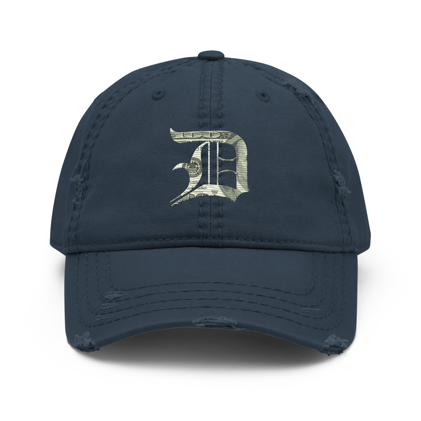 Detroit 'Old English D' Distressed Dad Hat (Benjamins Edition)