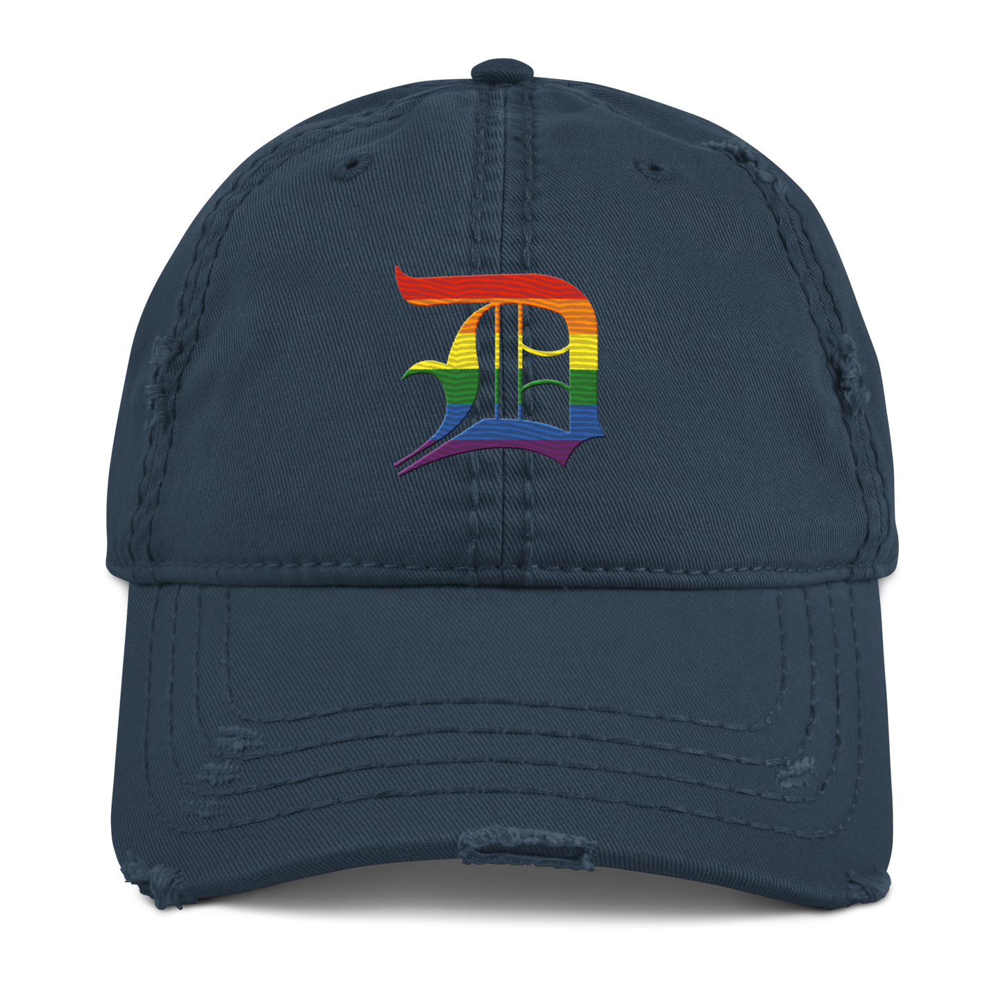 Detroit 'Old English D' Distressed Dad Hat (Rainbow Pride Edition)