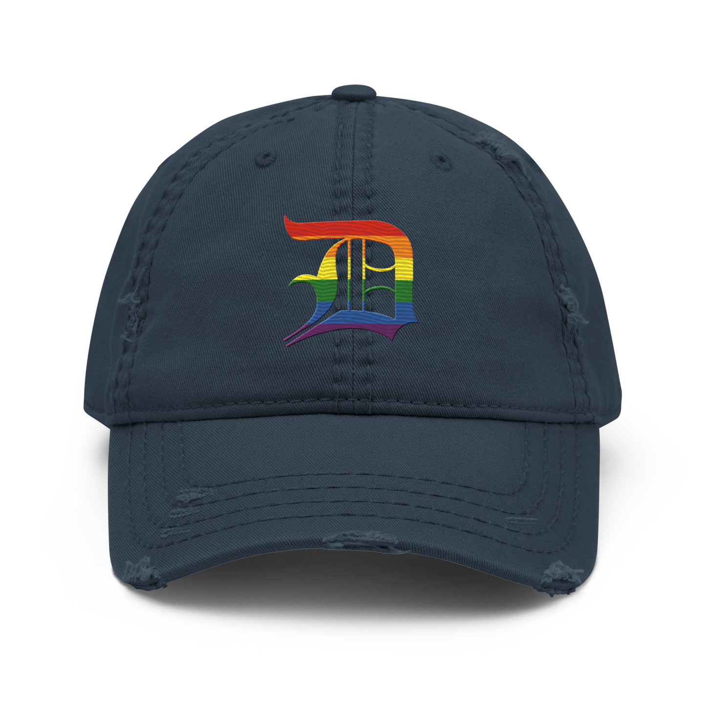 Detroit 'Old English D' Distressed Dad Hat (Rainbow Pride Edition)