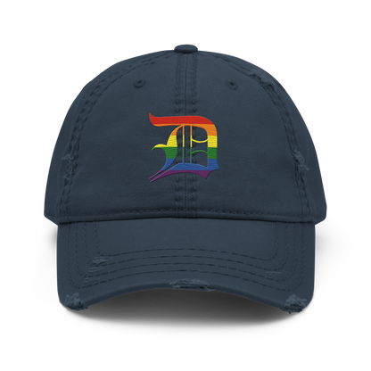 Detroit 'Old English D' Distressed Dad Hat (Rainbow Pride Edition)