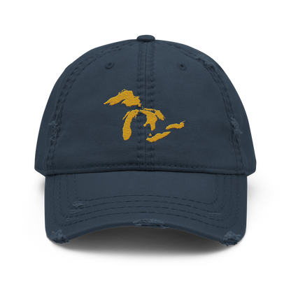 Great Lakes Distressed Dad Hat (Gold)