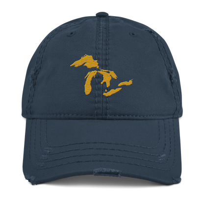 Great Lakes Distressed Dad Hat (Gold)