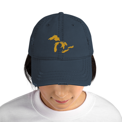 Great Lakes Distressed Dad Hat (Gold)