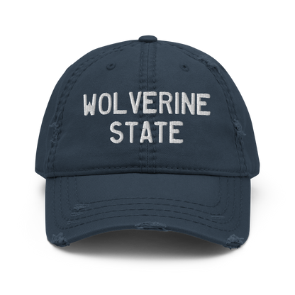 'Wolverine State' Distressed Dad Hat (Licence Plate Font)