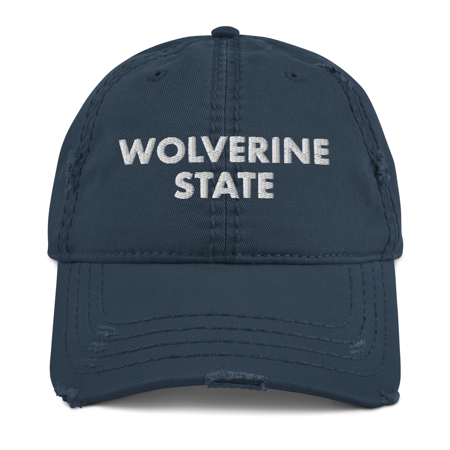 'Wolverine State' Distressed Dad Hat (Geometric Sans Font)