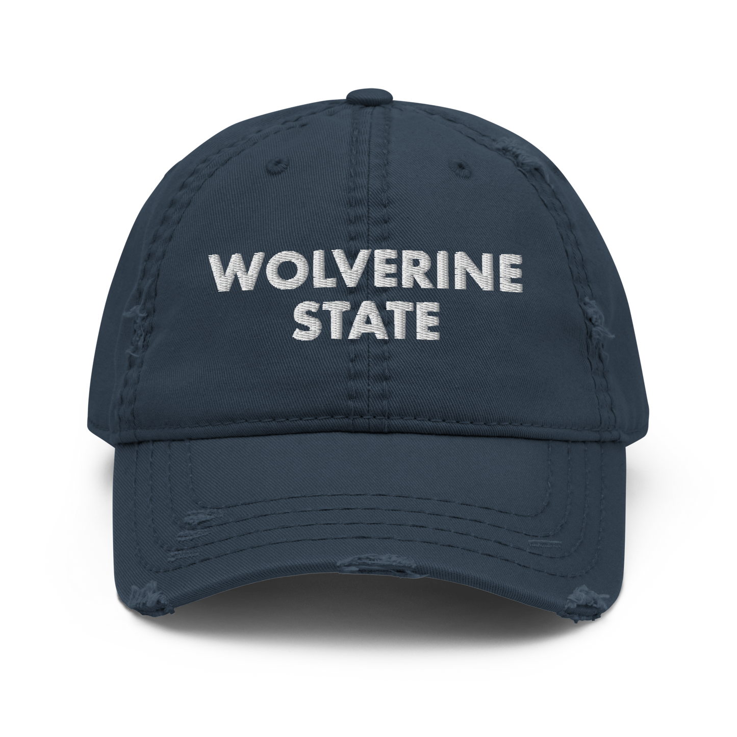 'Wolverine State' Distressed Dad Hat (Geometric Sans Font)