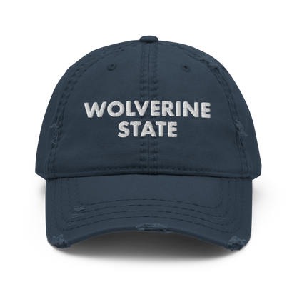 'Wolverine State' Distressed Dad Hat (Geometric Sans Font)