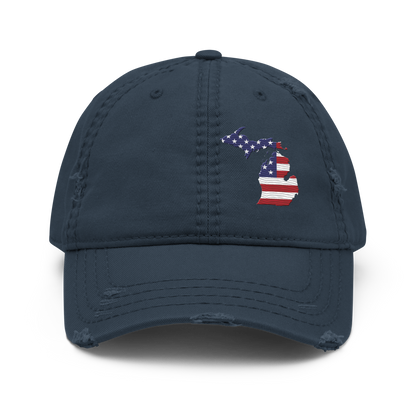 Michigan Distressed Dad Hat (w/ MI USA Flag)