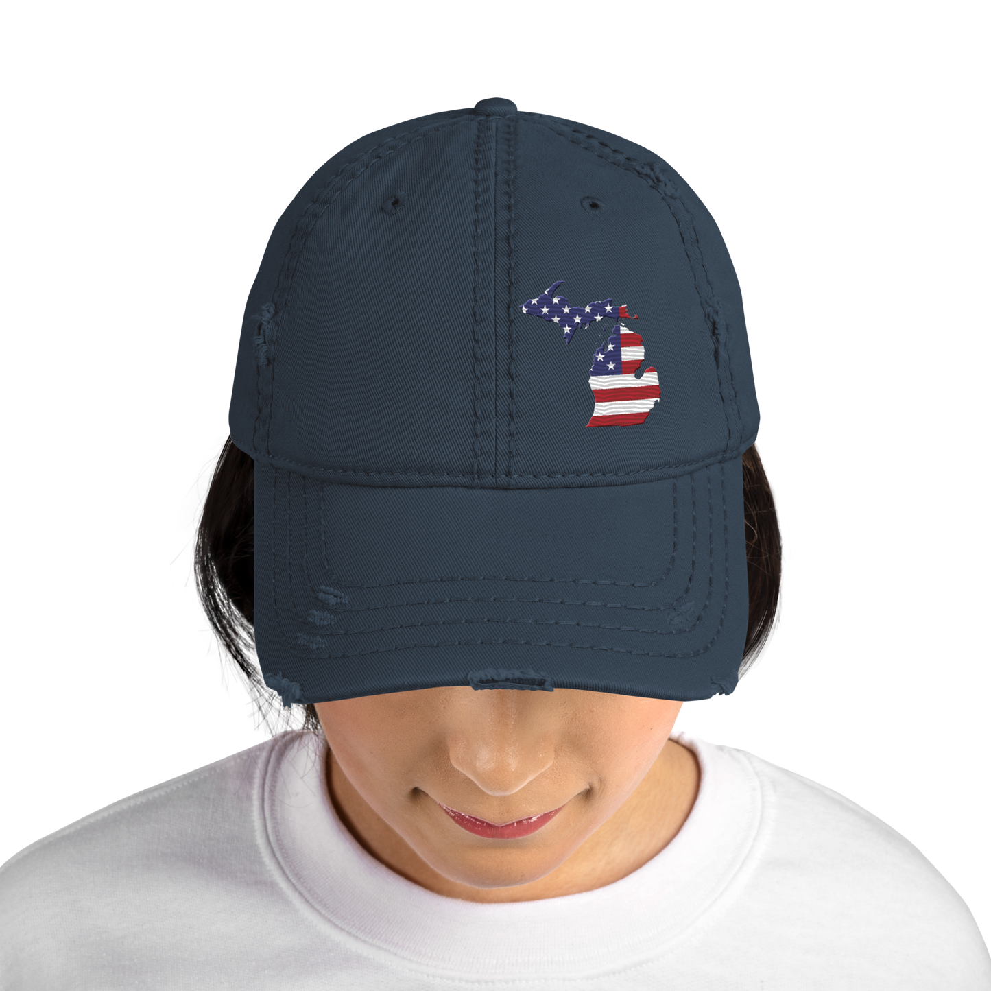 Michigan Distressed Dad Hat (w/ MI USA Flag)