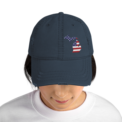 Michigan Distressed Dad Hat (w/ MI USA Flag)