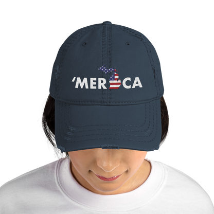 Michigan 'Merica' Distressed Dad Hat (Patriot Edition)