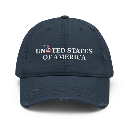 Michigan 'United States of America' Distressed Dad Hat