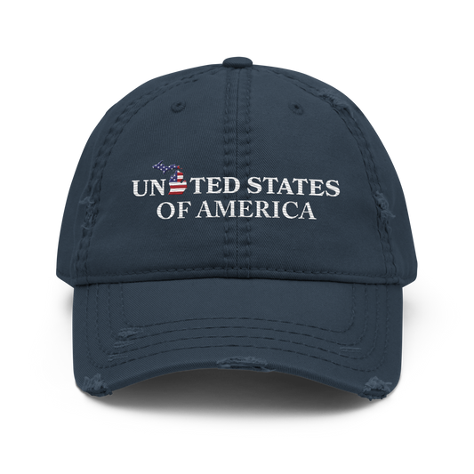 Michigan 'United States of America' Distressed Dad Hat