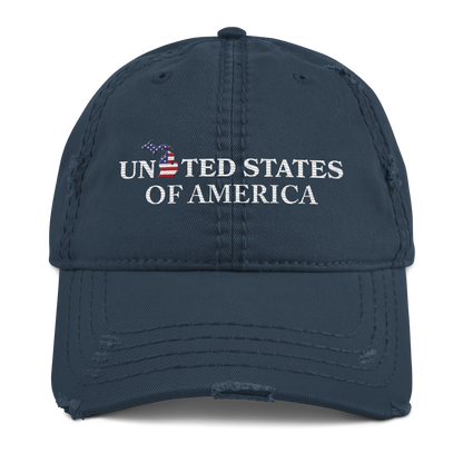 Michigan 'United States of America' Distressed Dad Hat