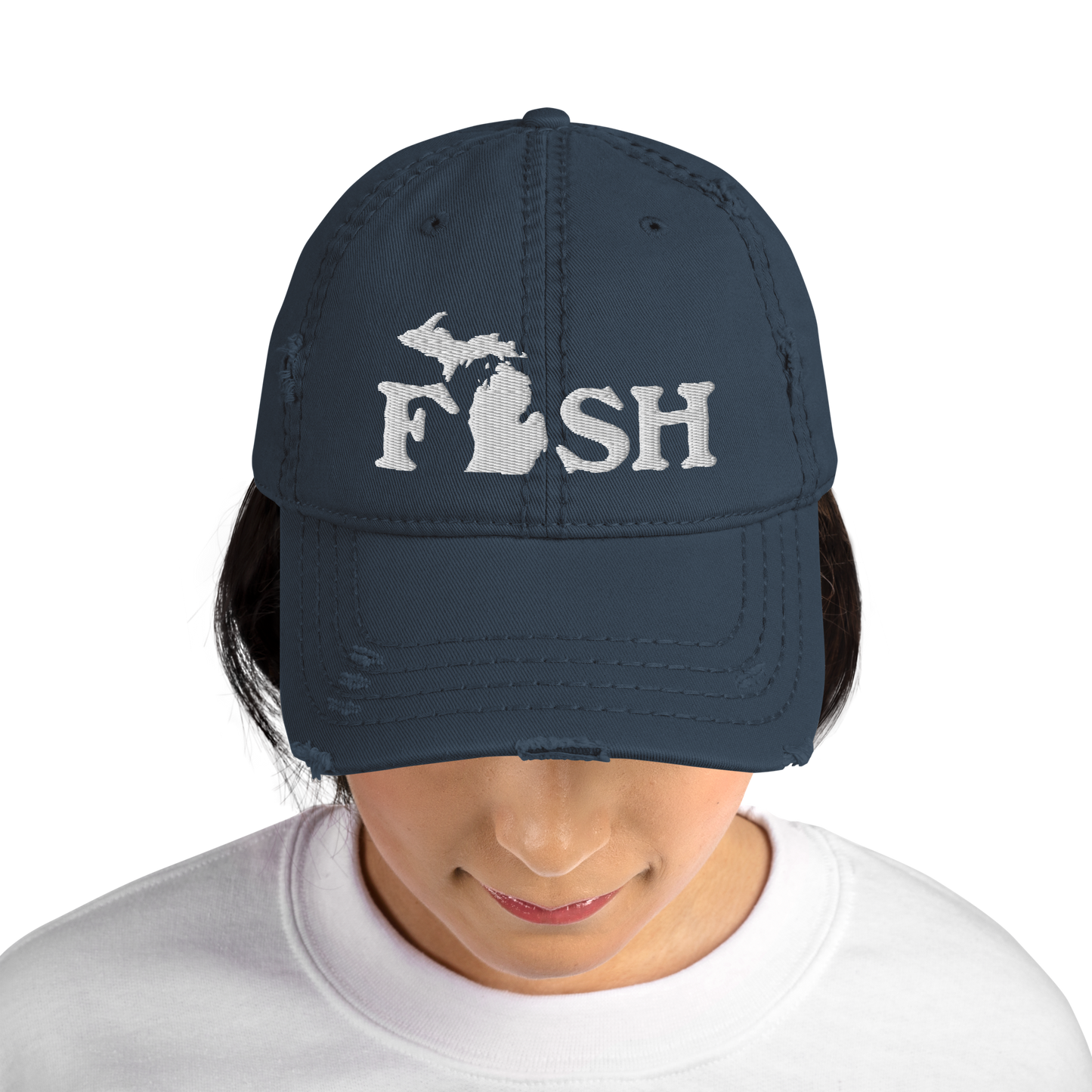 Michigan 'Fish' Distressed Dad Hat