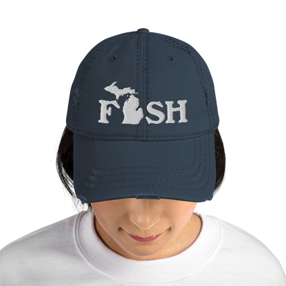 Michigan 'Fish' Distressed Dad Hat