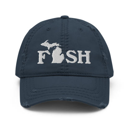 Michigan 'Fish' Distressed Dad Hat