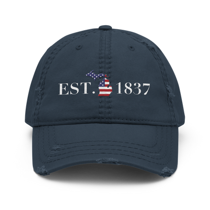 Michigan 'EST 1837' Distressed Dad Hat (Patriot Edition)