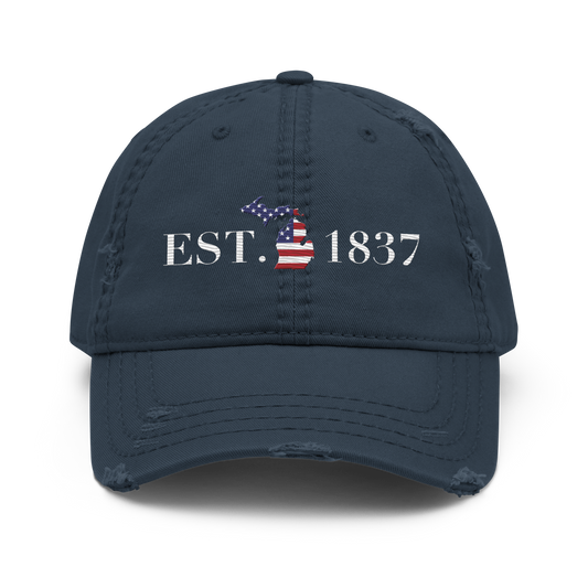 Michigan 'EST 1837' Distressed Dad Hat (Patriot Edition)