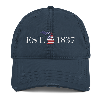 Michigan 'EST 1837' Distressed Dad Hat (Patriot Edition)