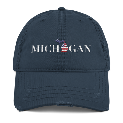 'Michigan' Distressed Dad Hat (Didone Patriot Edition)