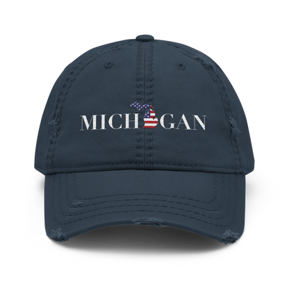 'Michigan' Distressed Dad Hat (Didone Patriot Edition)