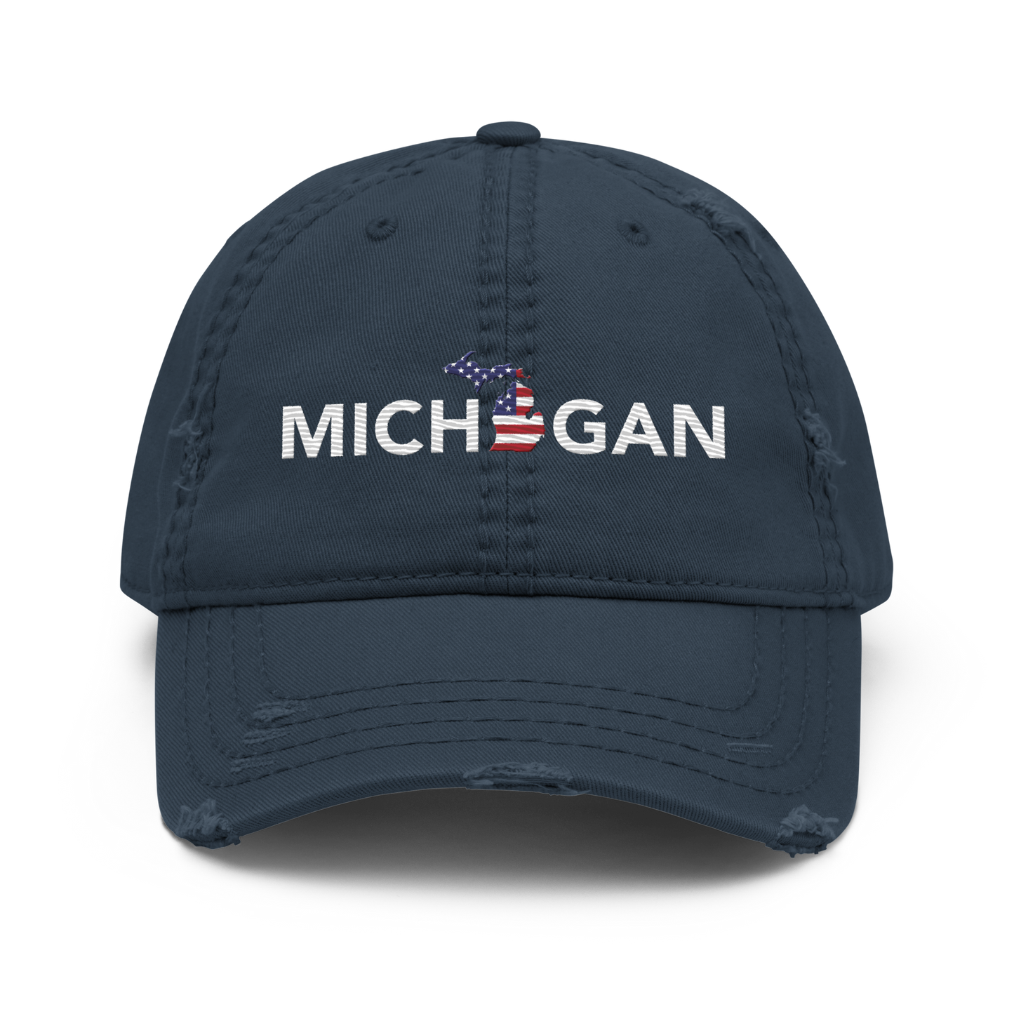 'Michigan' Distressed Dad Hat (Sans Font Patriot Edition)