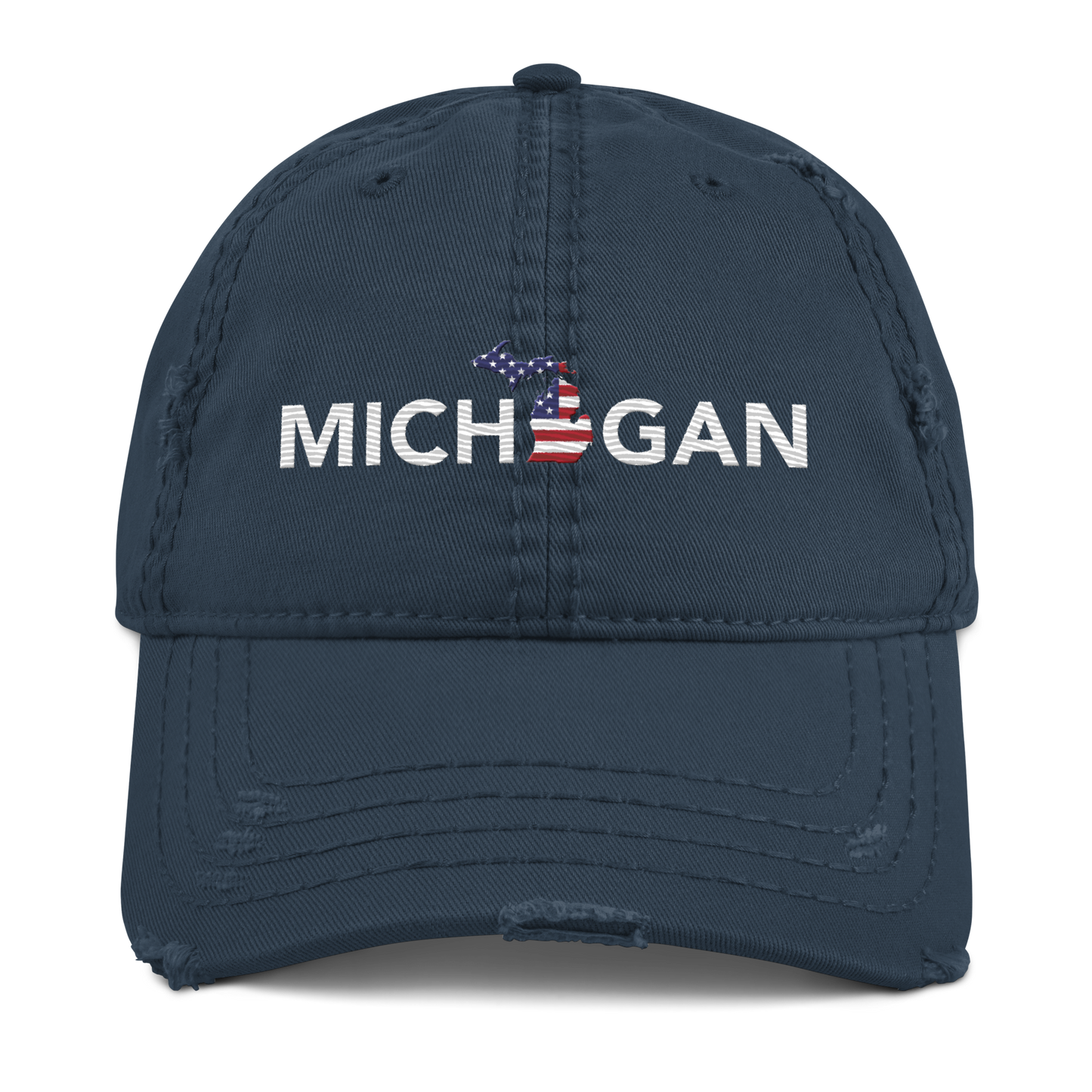 'Michigan' Distressed Dad Hat (Sans Font Patriot Edition)