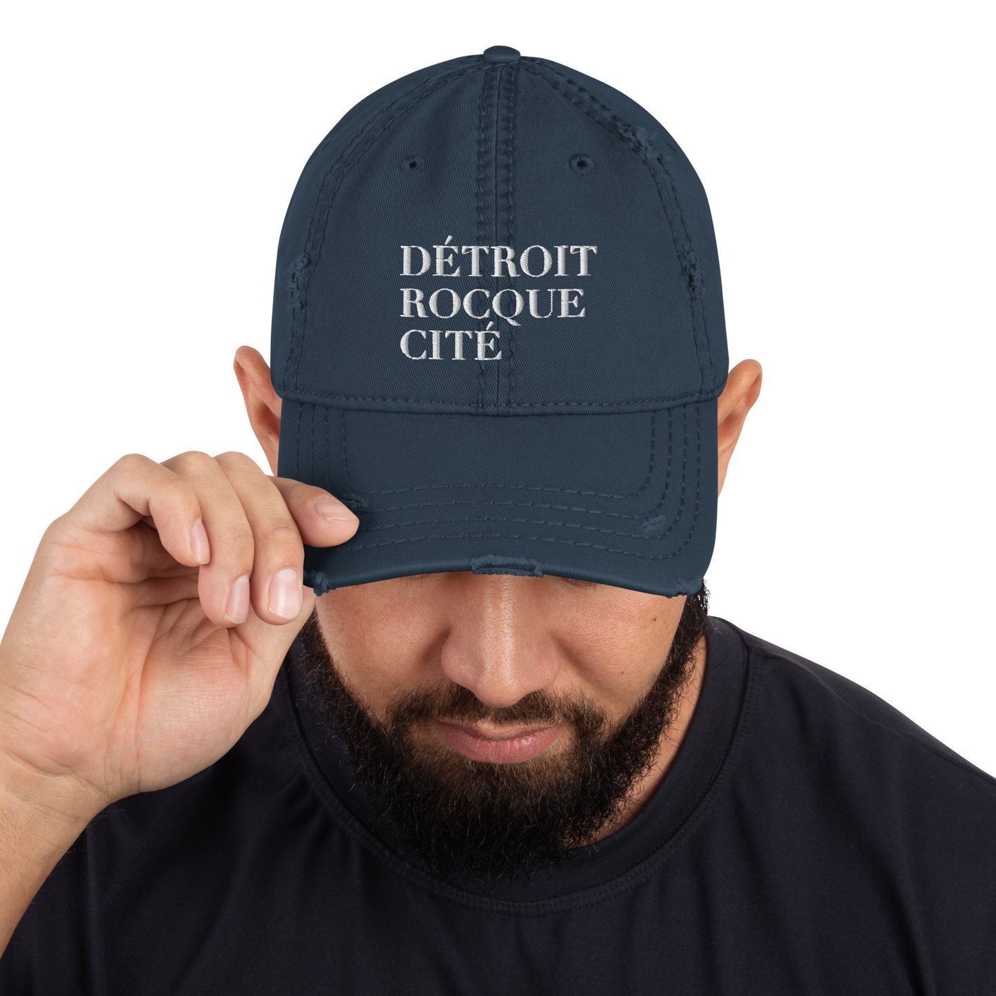 'Détroit Rocque Cité' Distressed Dad Hat