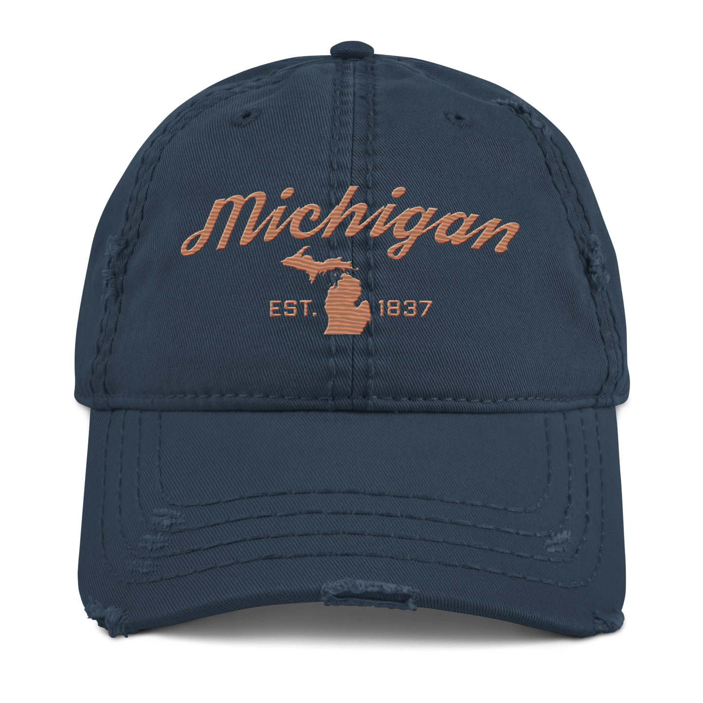 'Michigan EST. 1837' Distressed Dad Hat (Script Font) | Copper