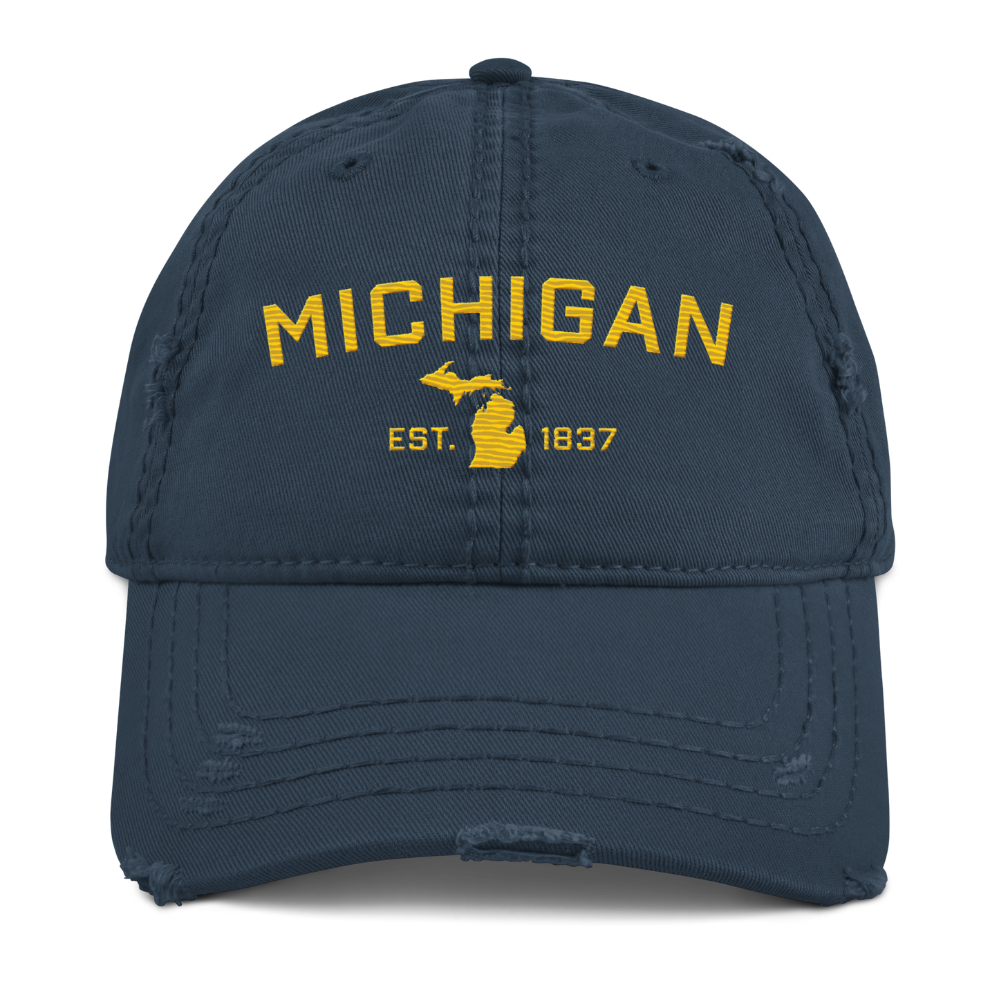 "Michigan EST. 1837' Distressed Dad Hat (Athletic Font) | Gold