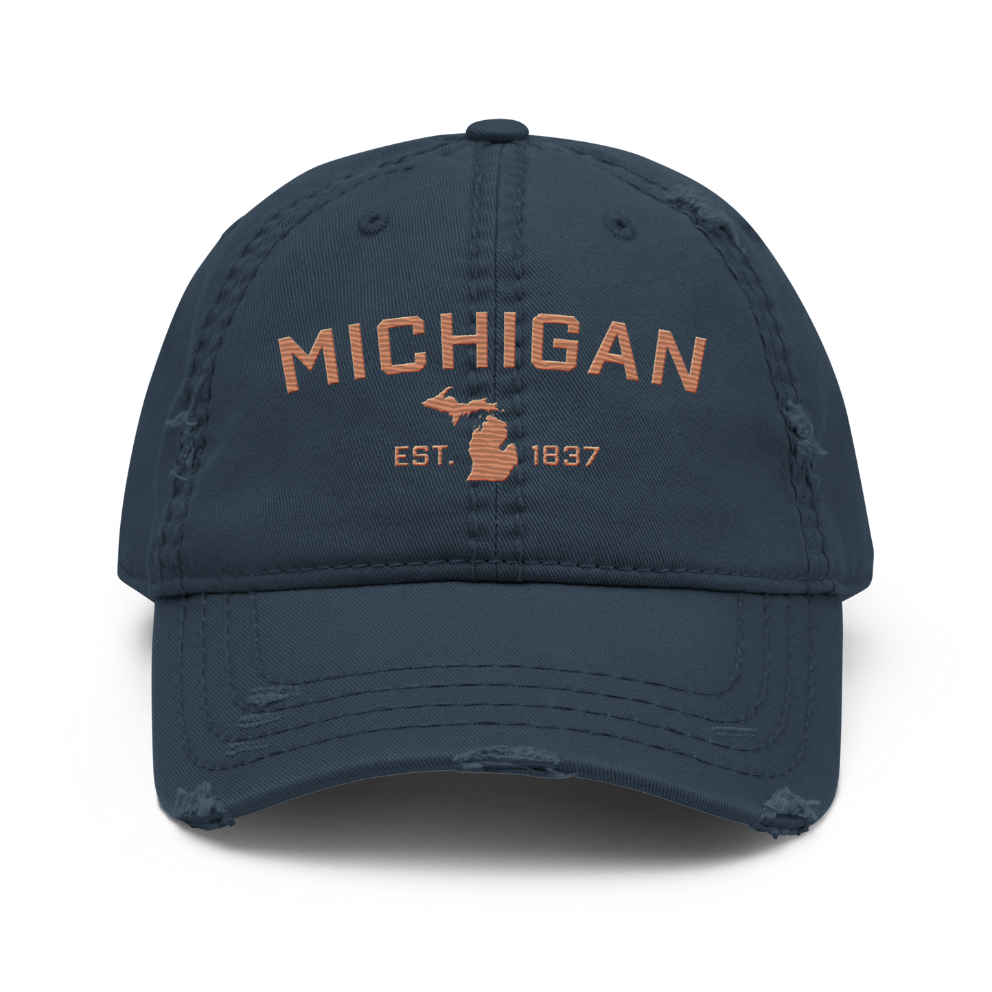 'Michigan EST. 1837' Distressed Dad Hat (Athletic Font) | Copper